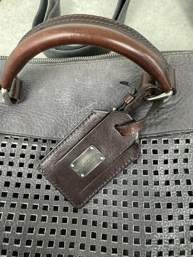 SS2012 Dolce & Gabbana Grey Perfored Week-end Leather Bag QHOviZc 8