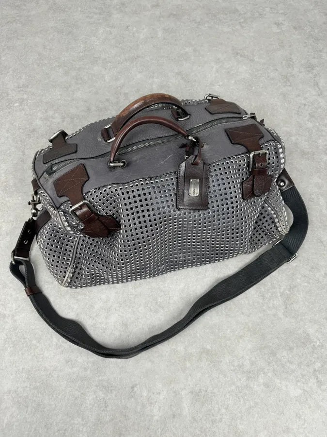 SS2012 Dolce & Gabbana Grey Perfored Week-end Leather Bag QHOviZc 1