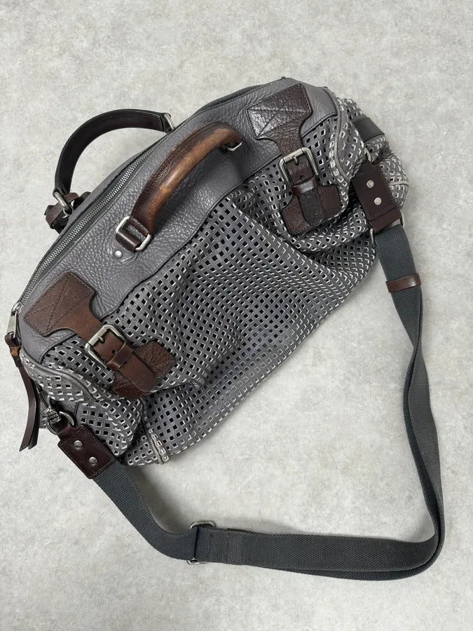 SS2012 Dolce & Gabbana Grey Perfored Week-end Leather Bag QHOviZc 5
