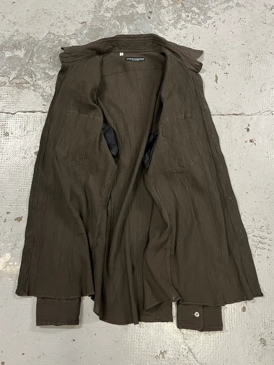2000s Dolce & Gabbana Brown Pleats Shirt YNOAWNu 4