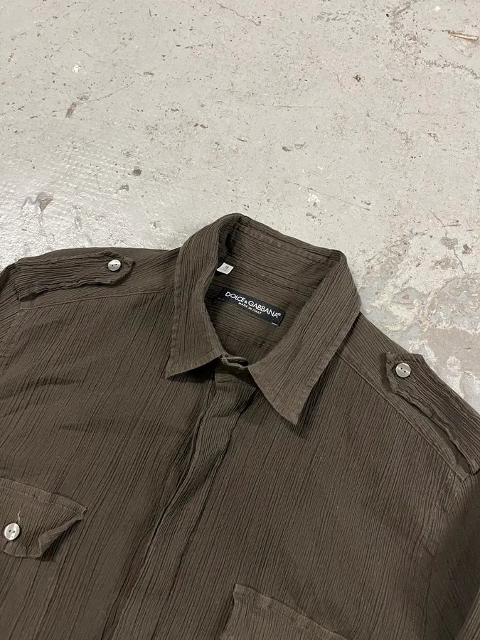 2000s Dolce & Gabbana Brown Pleats Shirt YNOAWNu 5