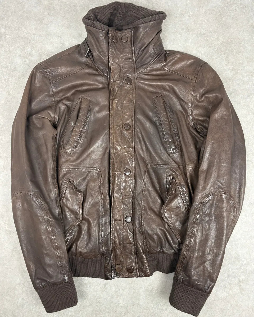 2000s Dolce & Gabbana Brown Premium Biker Leather Jacket hyoiriE 2