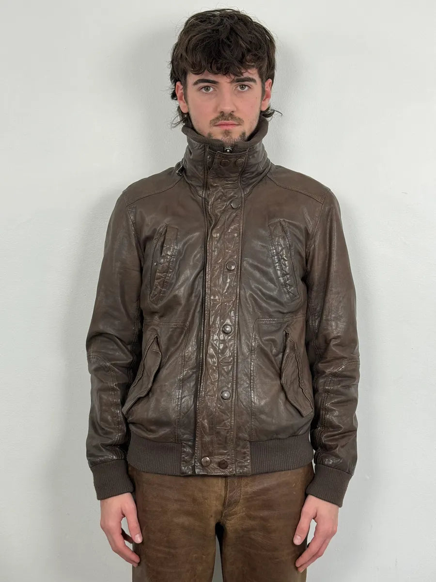 2000s Dolce & Gabbana Brown Premium Biker Leather Jacket hyoiriE 1