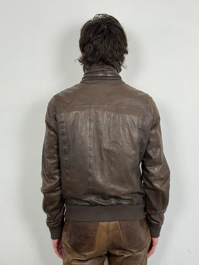 2000s Dolce & Gabbana Brown Premium Biker Leather Jacket hyoiriE 1