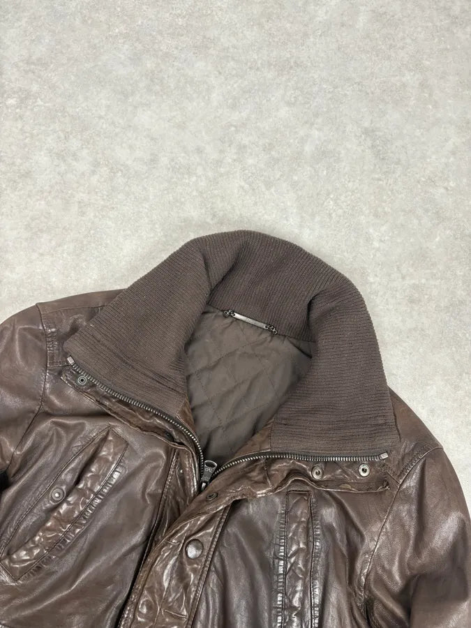 2000s Dolce & Gabbana Brown Premium Biker Leather Jacket hyoiriE 4