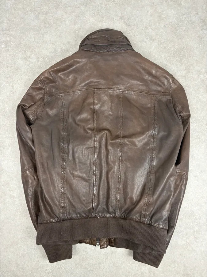 2000s Dolce & Gabbana Brown Premium Biker Leather Jacket hyoiriE 3