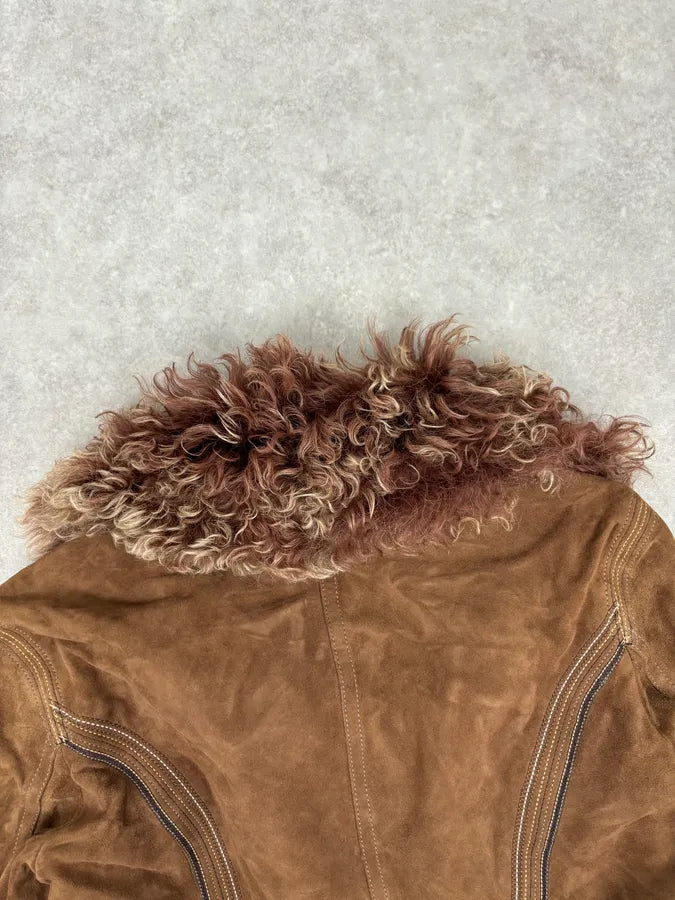 AW2005 Dolce & Gabbana Brown Premium Fur Leather Jacket WXLIBpY 5