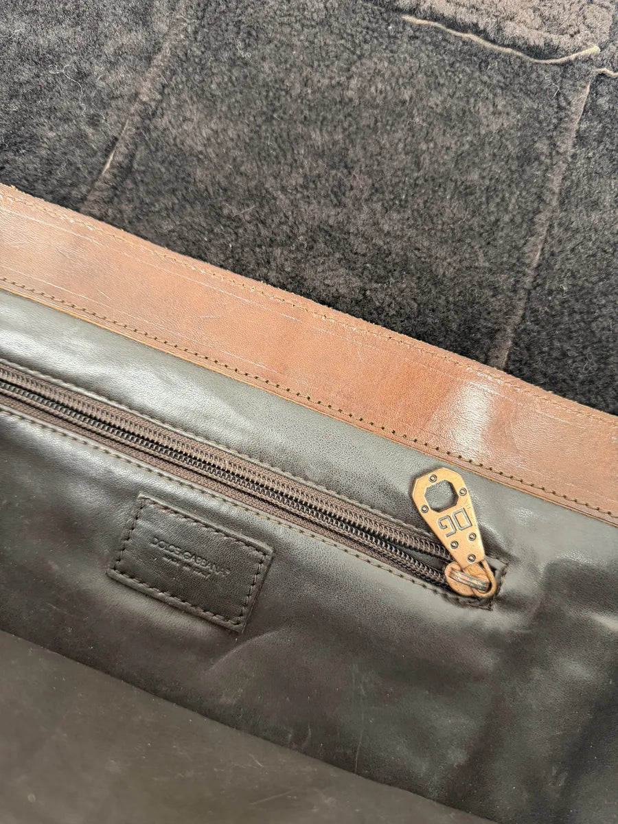 2000s Dolce & Gabbana Brown Premium Leather Bag wRqTNMK 5