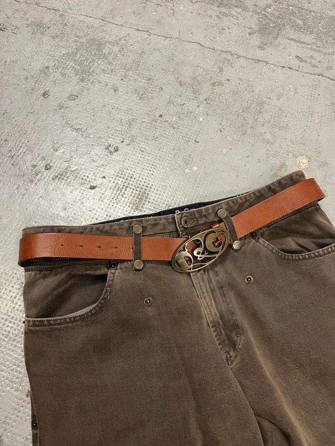 SS2004 Dolce & Gabbana Brown Premium Leather Belt hNHnKZT 2