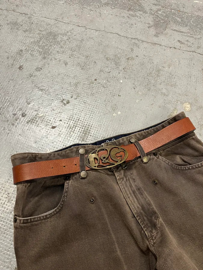 SS2004 Dolce & Gabbana Brown Premium Leather Belt hNHnKZT 3