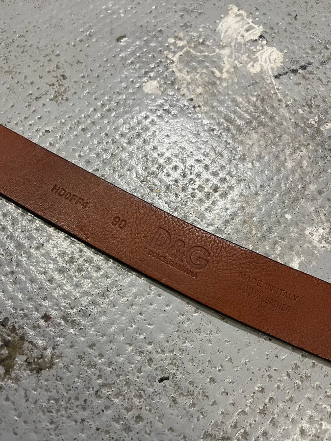 SS2004 Dolce & Gabbana Brown Premium Leather Belt hNHnKZT 8