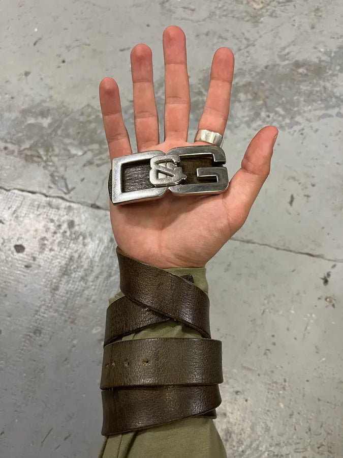 2000s Dolce & Gabbana Brown Propaganda Italian Leather Belt (OS) AKgBXrh 0