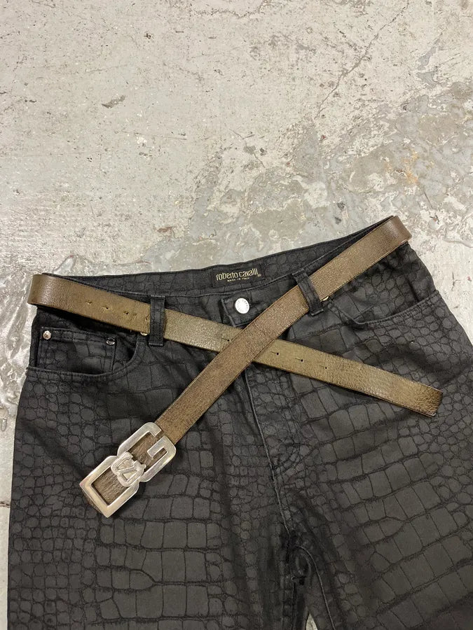 2000s Dolce & Gabbana Brown Propaganda Italian Leather Belt (OS) AKgBXrh 2