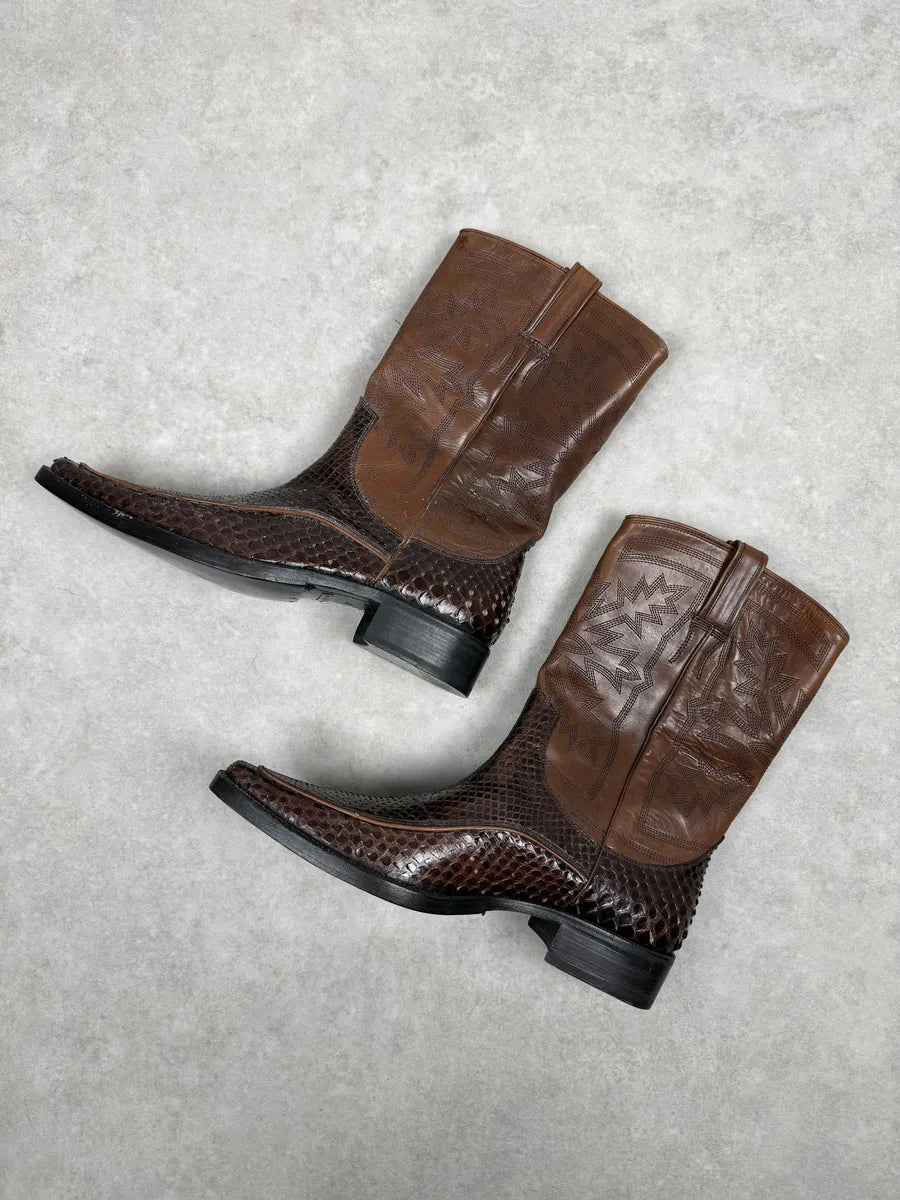 2000s Dolce & Gabbana Brown Python Leather Ankle Boots DNQEdeF 1