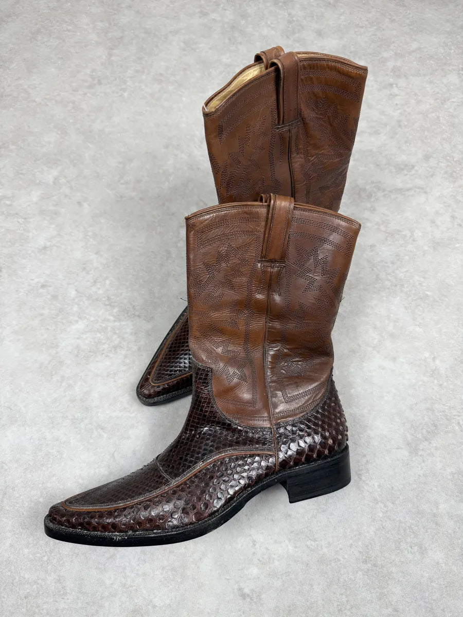 2000s Dolce & Gabbana Brown Python Leather Ankle Boots DNQEdeF 3