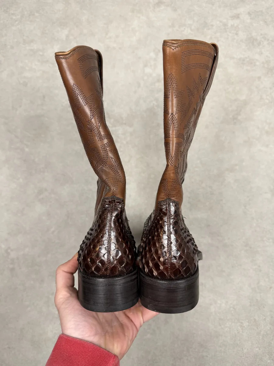 2000s Dolce & Gabbana Brown Python Leather Ankle Boots DNQEdeF 4