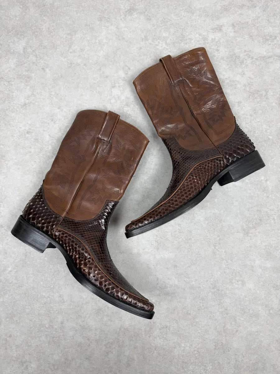 2000s Dolce & Gabbana Brown Python Leather Ankle Boots DNQEdeF 5