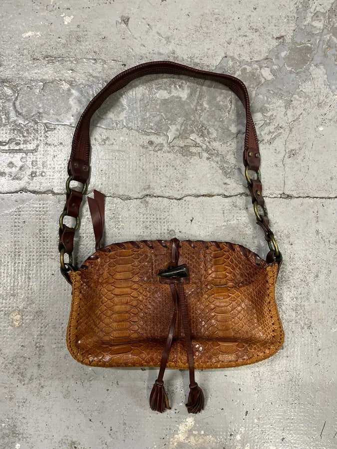 2000s Dolce & Gabbana Brown Python Shoulder Bag RWJdcnu 0