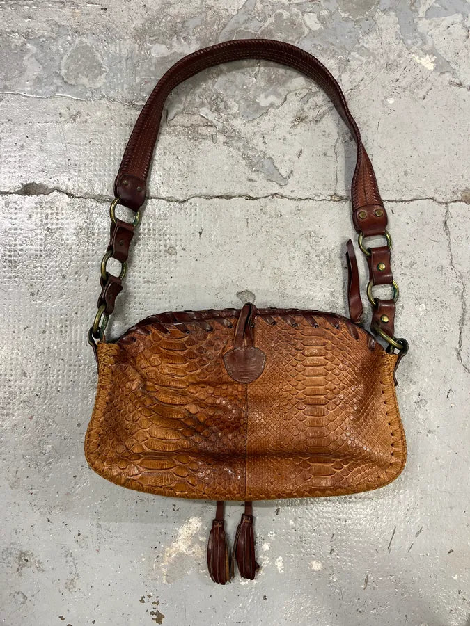 2000s Dolce & Gabbana Brown Python Shoulder Bag RWJdcnu 5