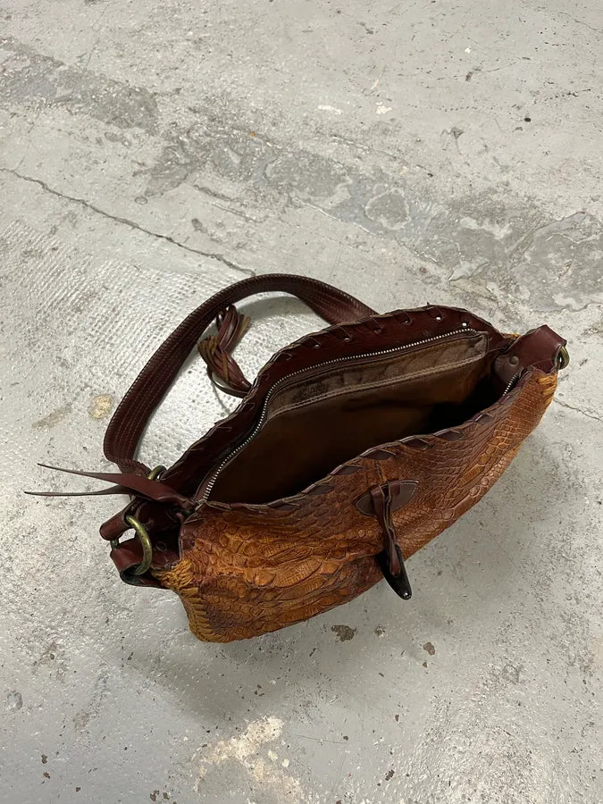 2000s Dolce & Gabbana Brown Python Shoulder Bag RWJdcnu 7