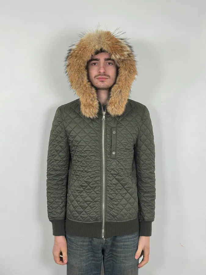 2000s Dolce & Gabbana Brown Quilted Fur Hooded Jacket ojMyqst 1