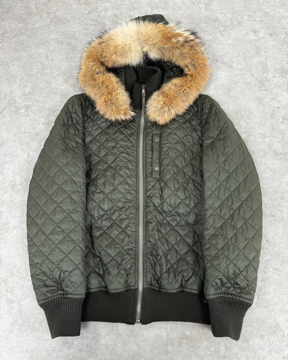 2000s Dolce & Gabbana Brown Quilted Fur Hooded Jacket ojMyqst 0