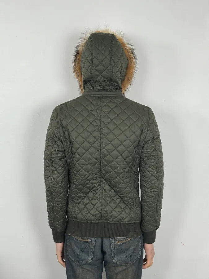 2000s Dolce & Gabbana Brown Quilted Fur Hooded Jacket ojMyqst 2