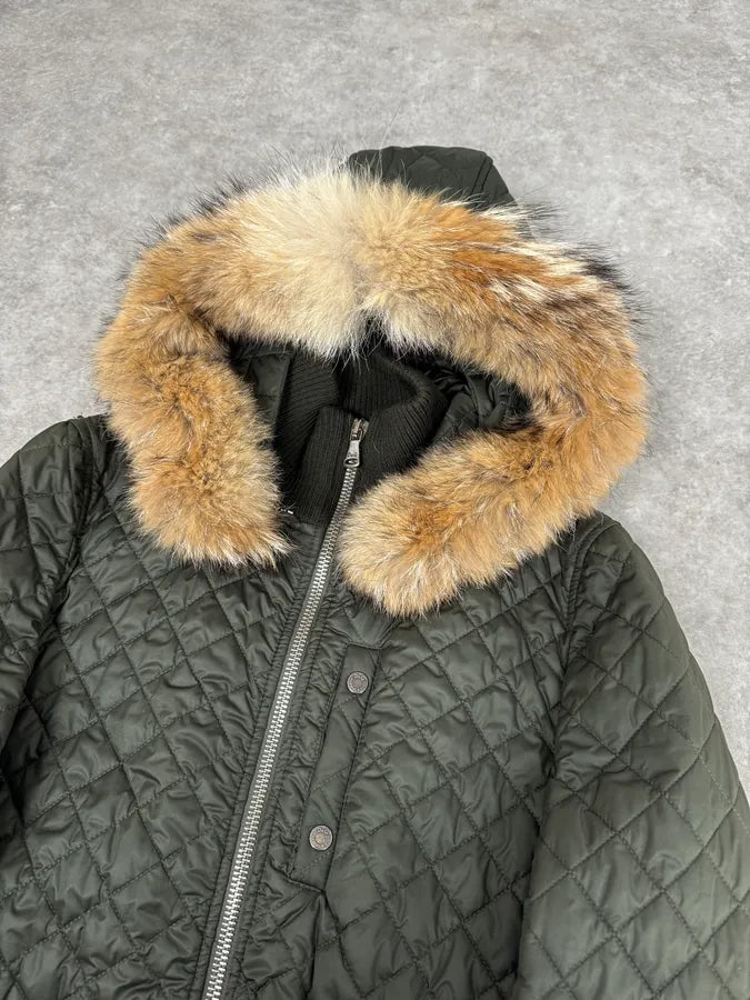 2000s Dolce & Gabbana Brown Quilted Fur Hooded Jacket ojMyqst 4