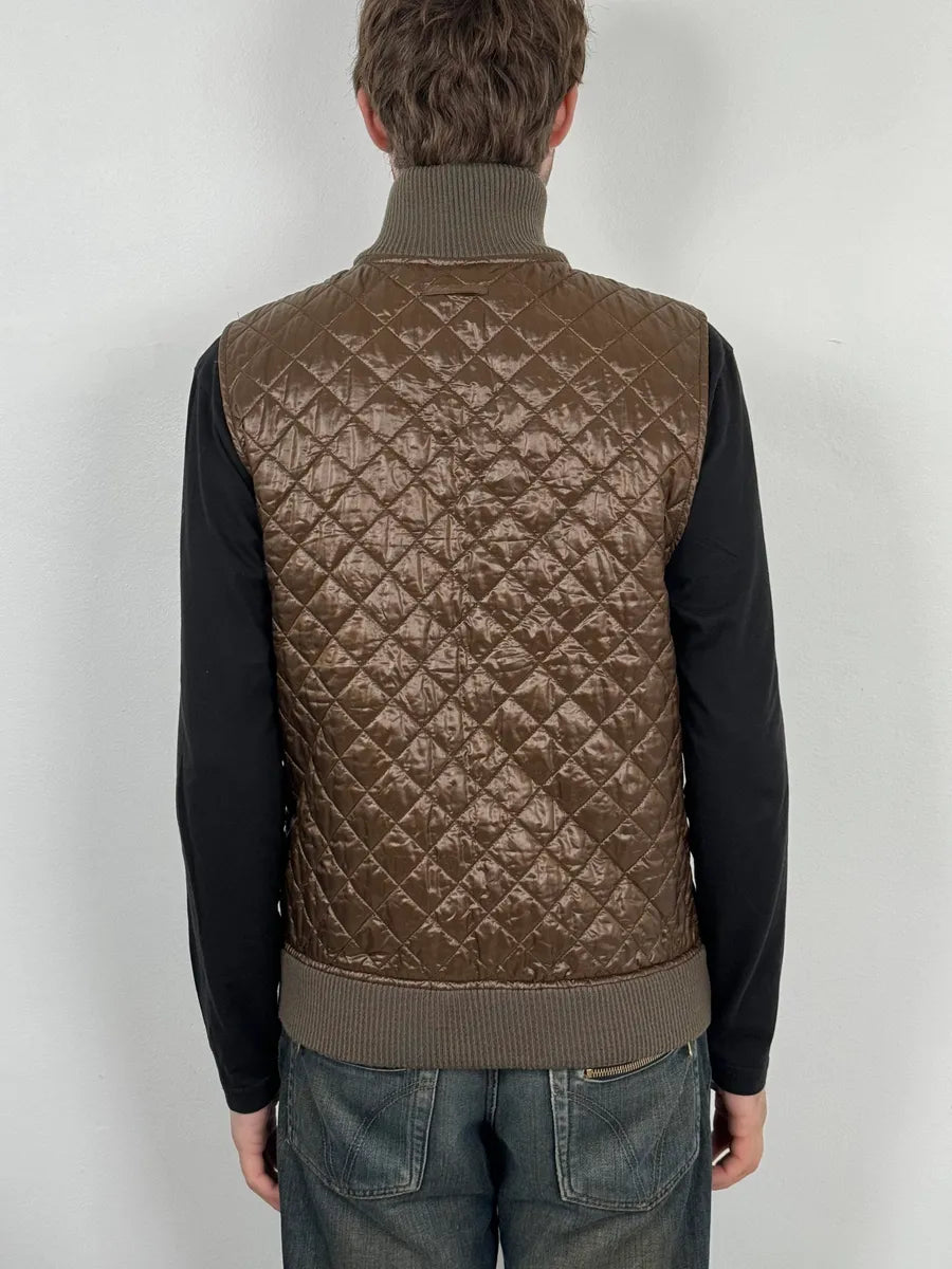 2000s Dolce & Gabbana Brown Quilted Puffer Vest Jacket GtdqAzF 2