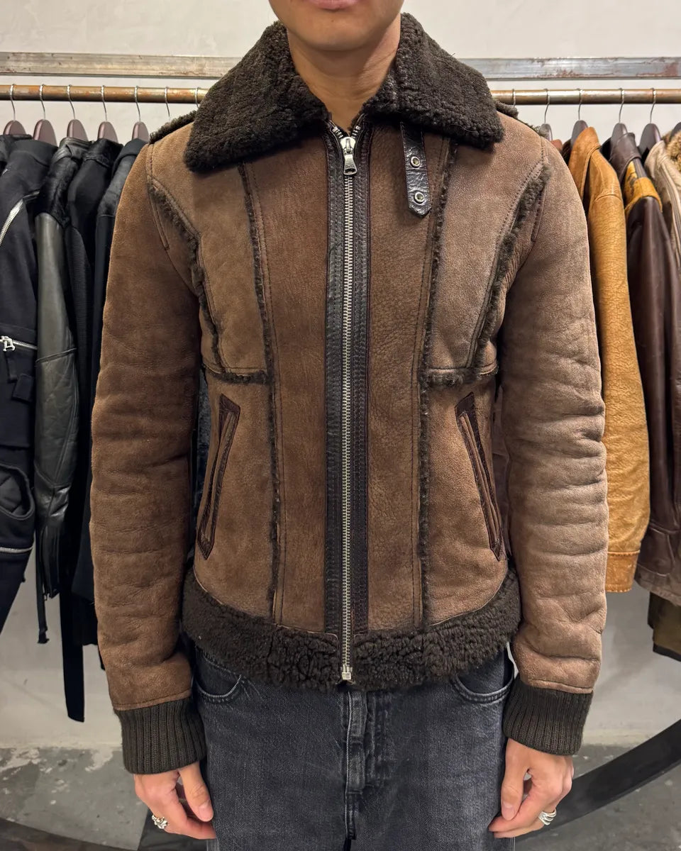 2000s Dolce & Gabbana Brown Shealing Jacket FzAwnXh 1