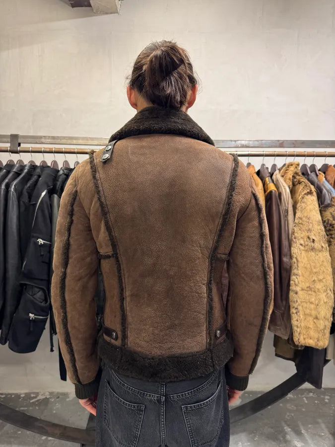 2000s Dolce & Gabbana Brown Shealing Jacket FzAwnXh 2