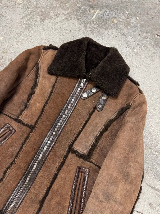 2000s Dolce & Gabbana Brown Shealing Jacket FzAwnXh 4