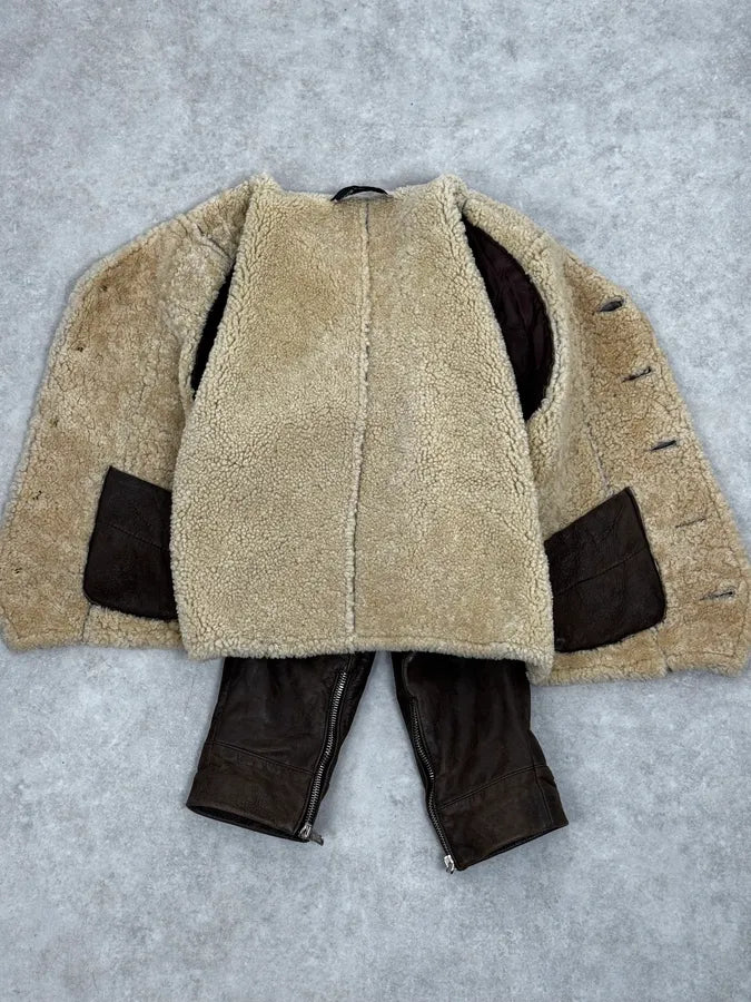 1990s Dolce & Gabbana Brown Shearling & Leather Bomber Jacket NMtFBpJ 6
