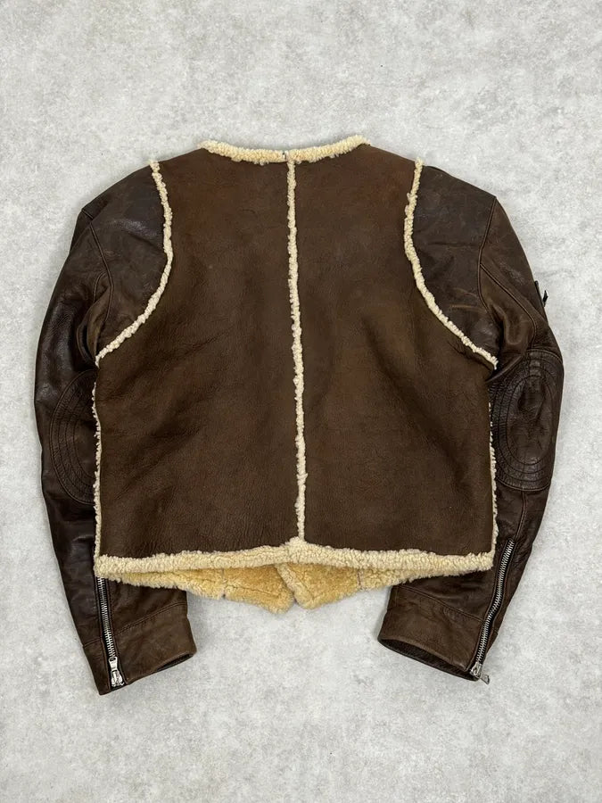 1990s Dolce & Gabbana Brown Shearling & Leather Bomber Jacket NMtFBpJ 3
