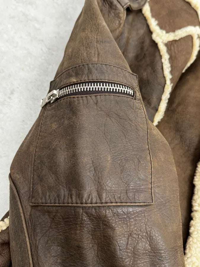 1990s Dolce & Gabbana Brown Shearling & Leather Bomber Jacket NMtFBpJ 9