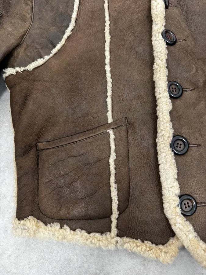1990s Dolce & Gabbana Brown Shearling & Leather Bomber Jacket NMtFBpJ 7