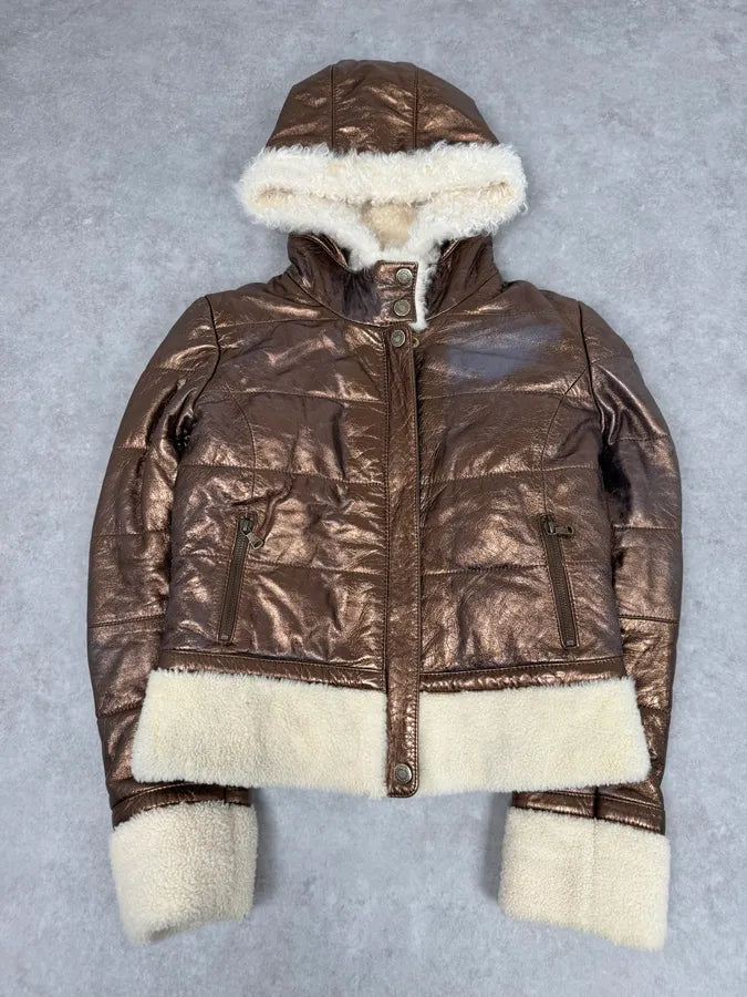 2000s Dolce & Gabbana Brown Shearling Jacket mdZuvrk 0
