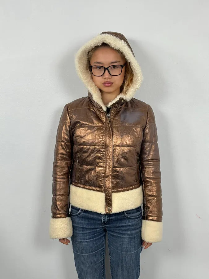 2000s Dolce & Gabbana Brown Shearling Jacket mdZuvrk 1