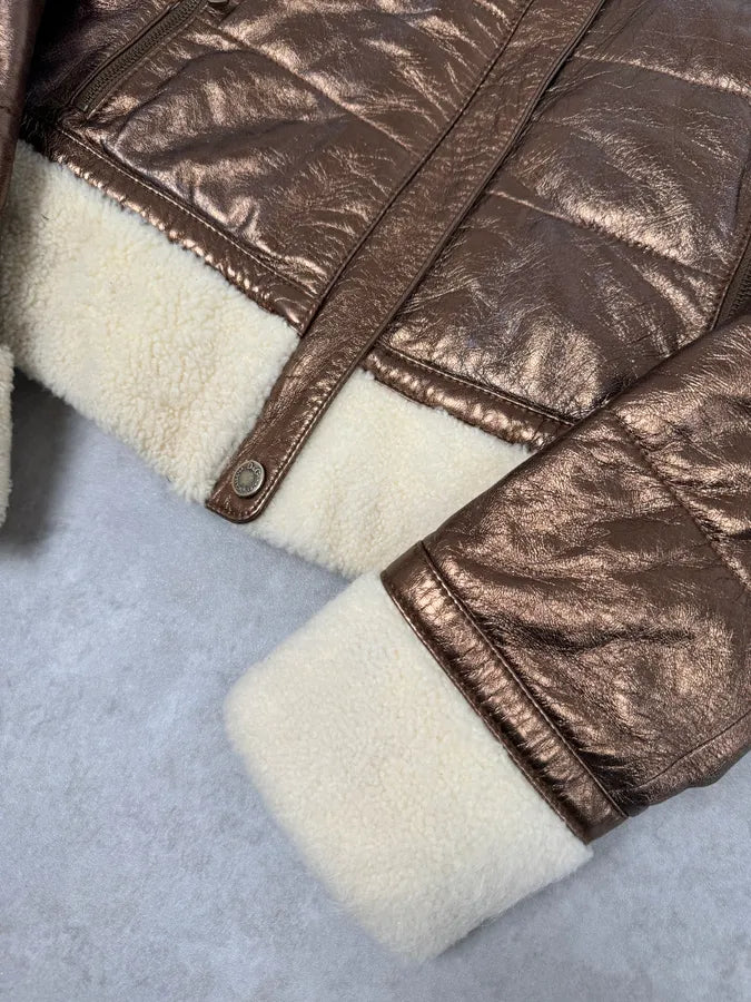 2000s Dolce & Gabbana Brown Shearling Jacket mdZuvrk 10