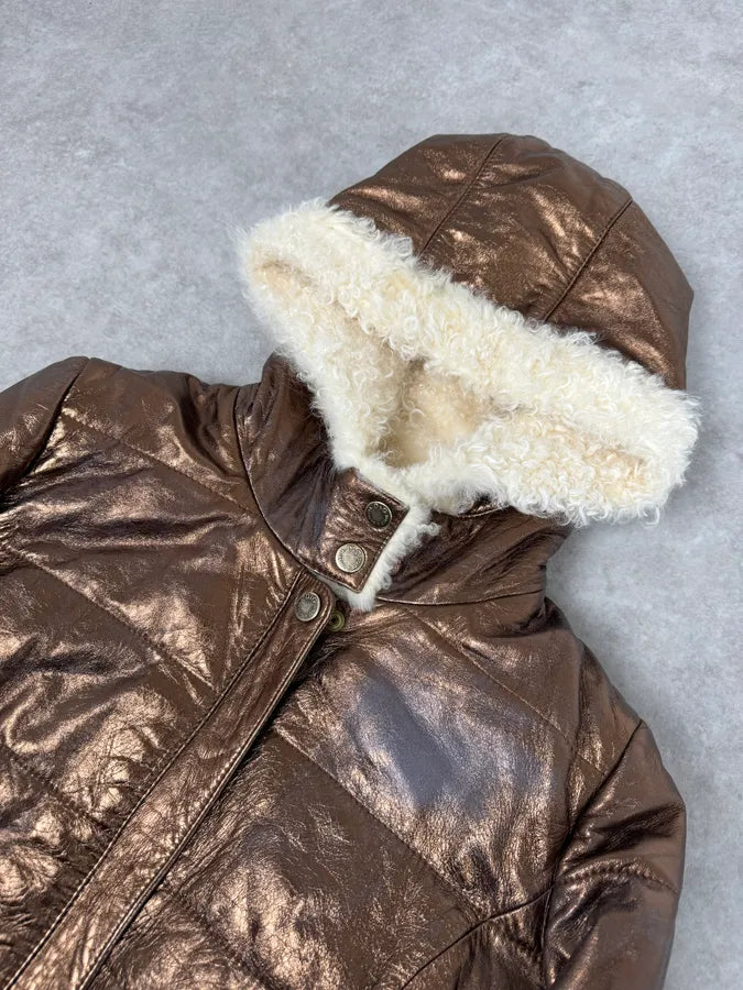2000s Dolce & Gabbana Brown Shearling Jacket mdZuvrk 4