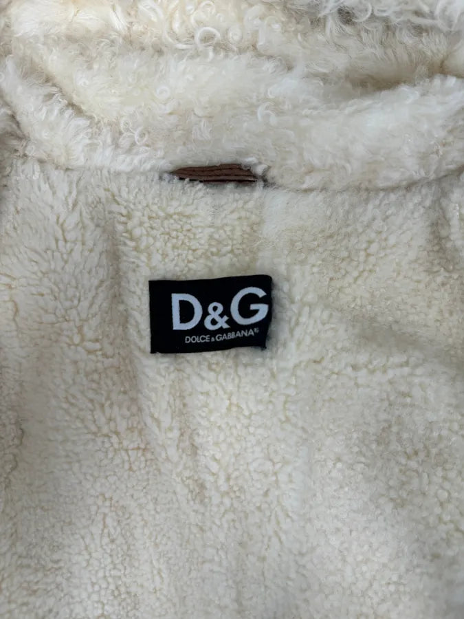 2000s Dolce & Gabbana Brown Shearling Jacket mdZuvrk 8