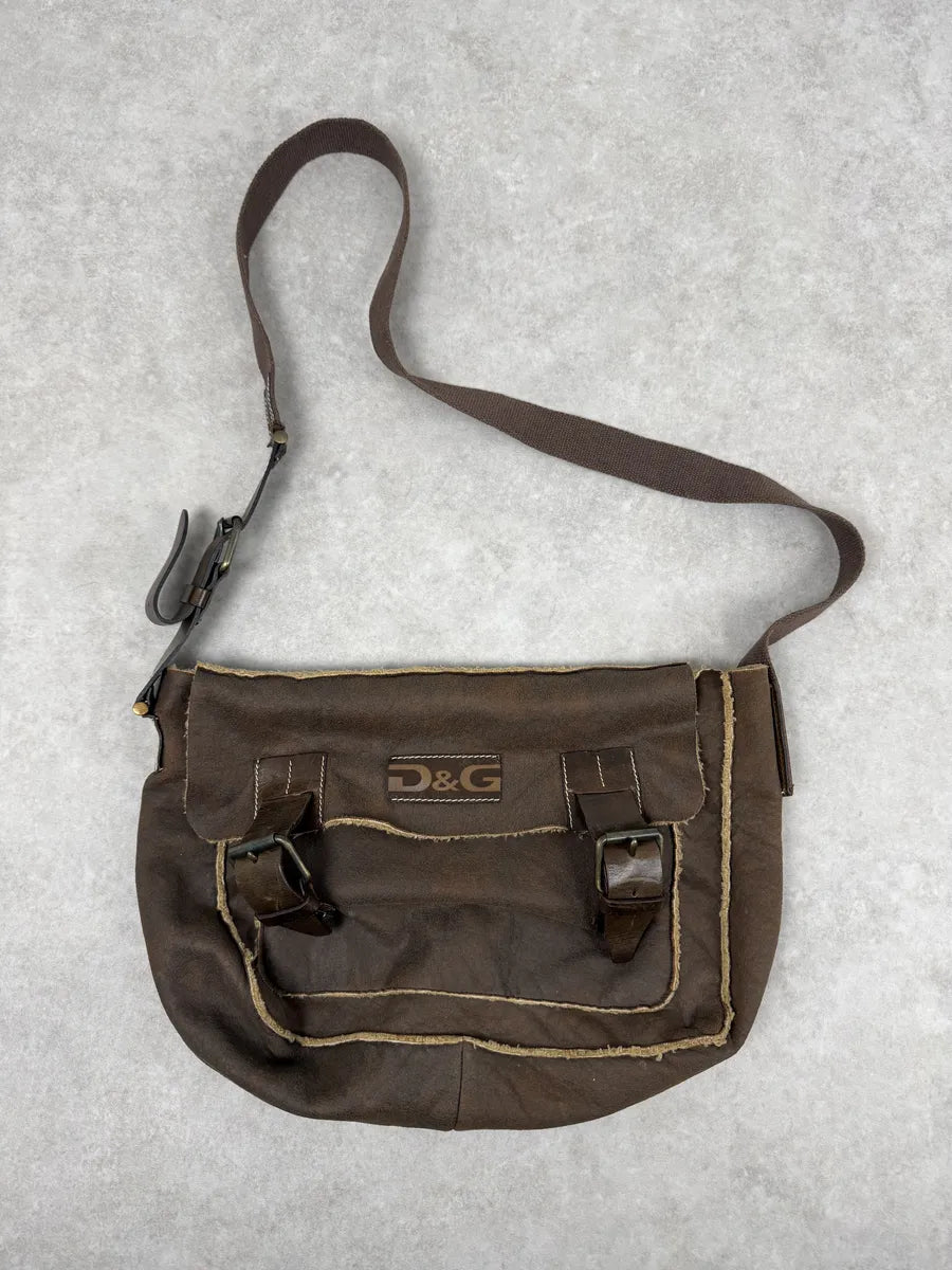 2000s Dolce & Gabbana Brown Shearling Leather Shoulder Bag lgVElkC 0
