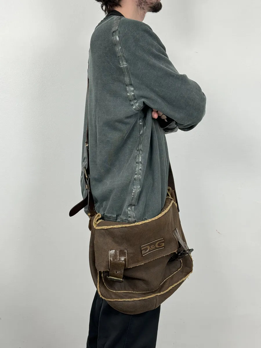 2000s Dolce & Gabbana Brown Shearling Leather Shoulder Bag lgVElkC 2