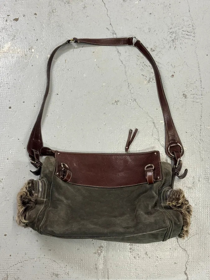 2000s Dolce & Gabbana Brown Shearling Leather Shoulder Bag QTLwtKI 4