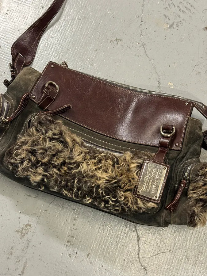 2000s Dolce & Gabbana Brown Shearling Leather Shoulder Bag QTLwtKI 5