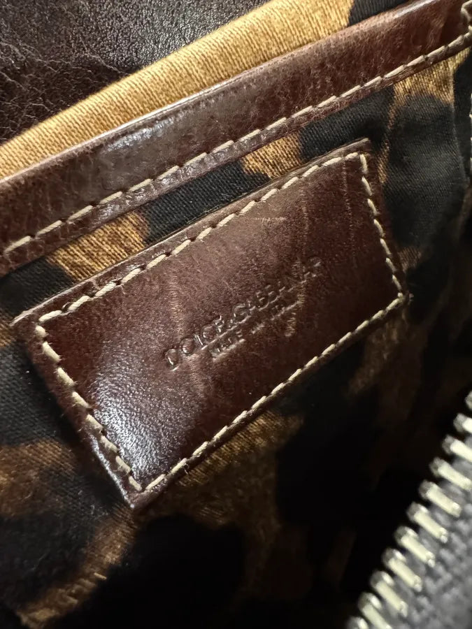 2000s Dolce & Gabbana Brown Shearling Leather Shoulder Bag QTLwtKI 8