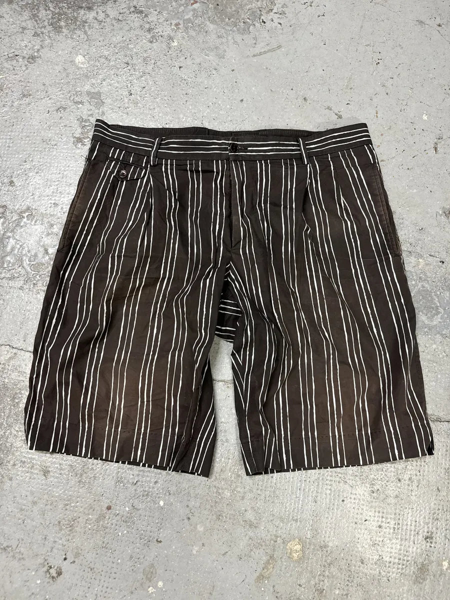 2000s Dolce & Gabbana Brown Striped Shorts WmXAwdv 0