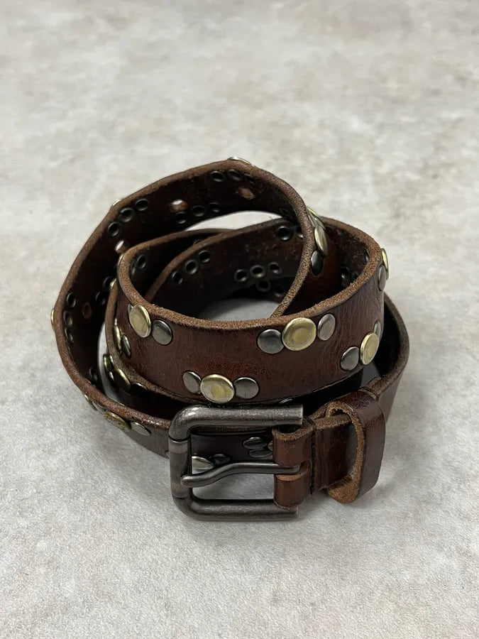 2000s Dolce & Gabbana Brown Studded Leather Belt LsXSzQT 0