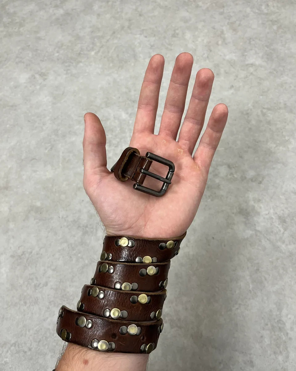 2000s Dolce & Gabbana Brown Studded Leather Belt LsXSzQT 2