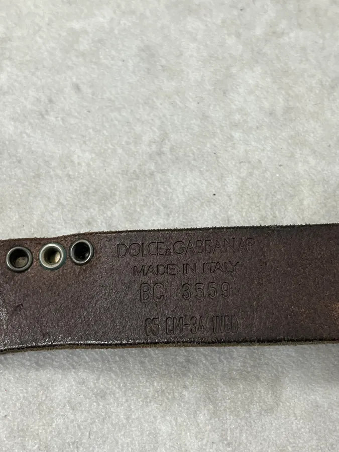 2000s Dolce & Gabbana Brown Studded Leather Belt LsXSzQT 6